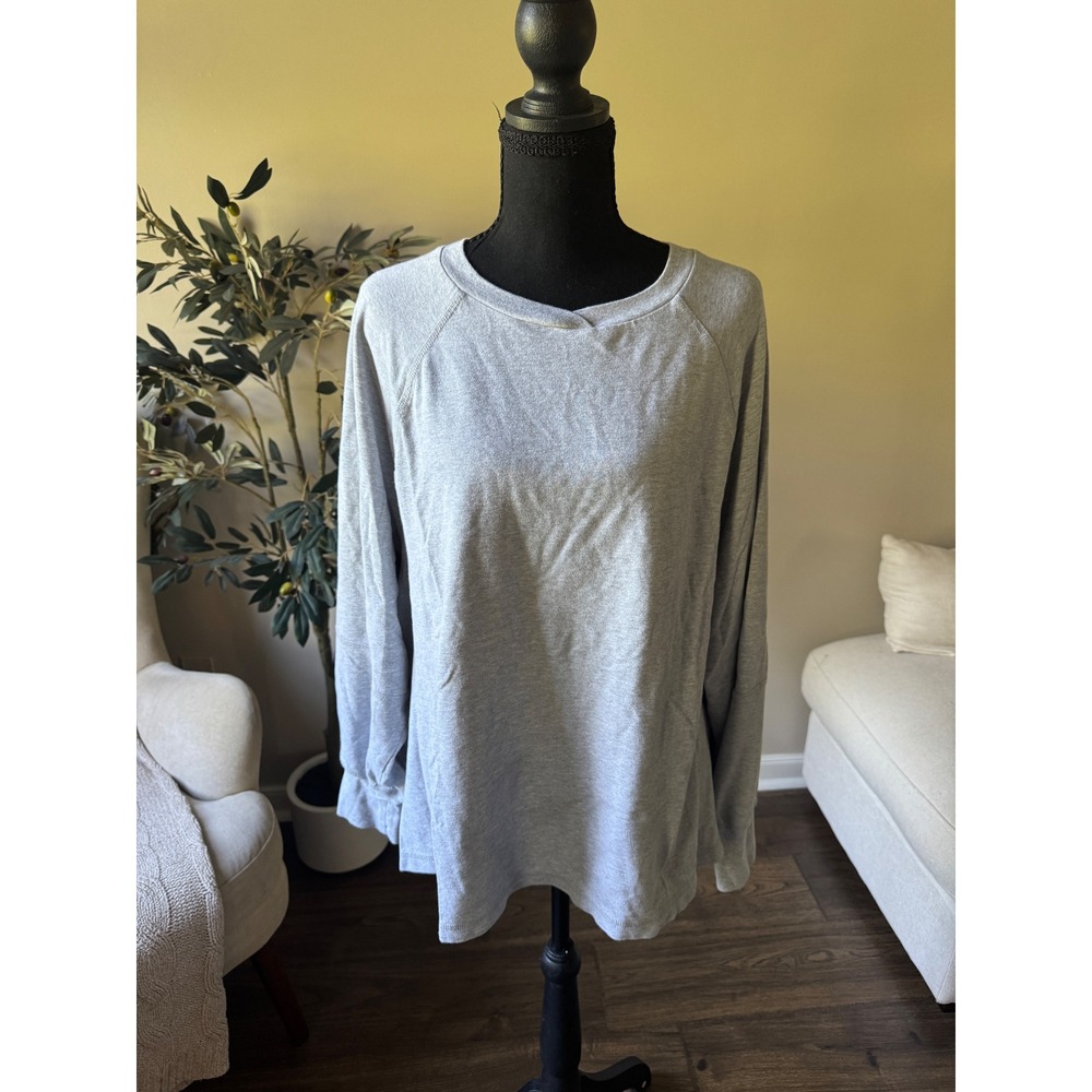 Offline by Aerie Womens Large Gray Long Sleeve Raglan Crew Neck Athleisure Top